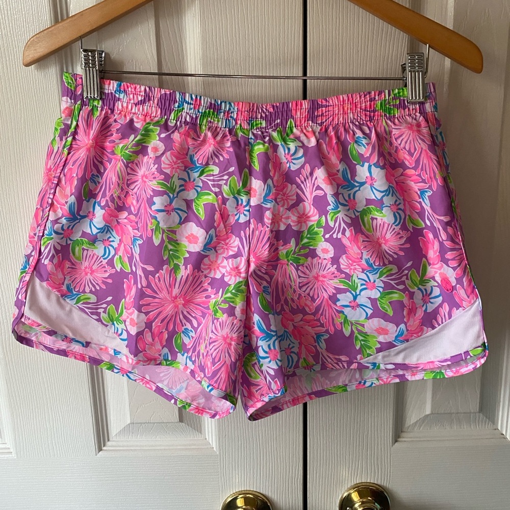 Lilly Pulitzer LUXLETIC Ocean Trail Performance Short Amethyst Moms the‎ Word